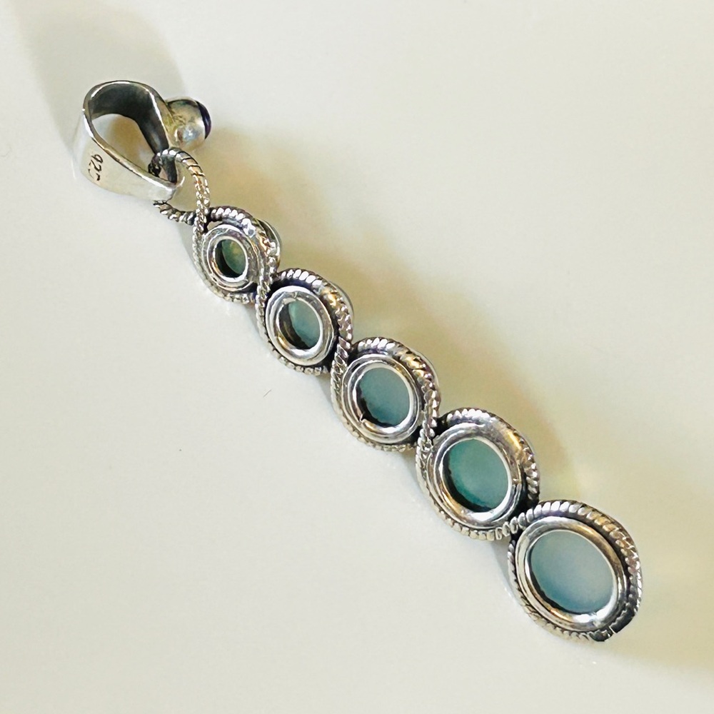 925 Sterling Silver Chalcedony Bubble Pendant - image 3